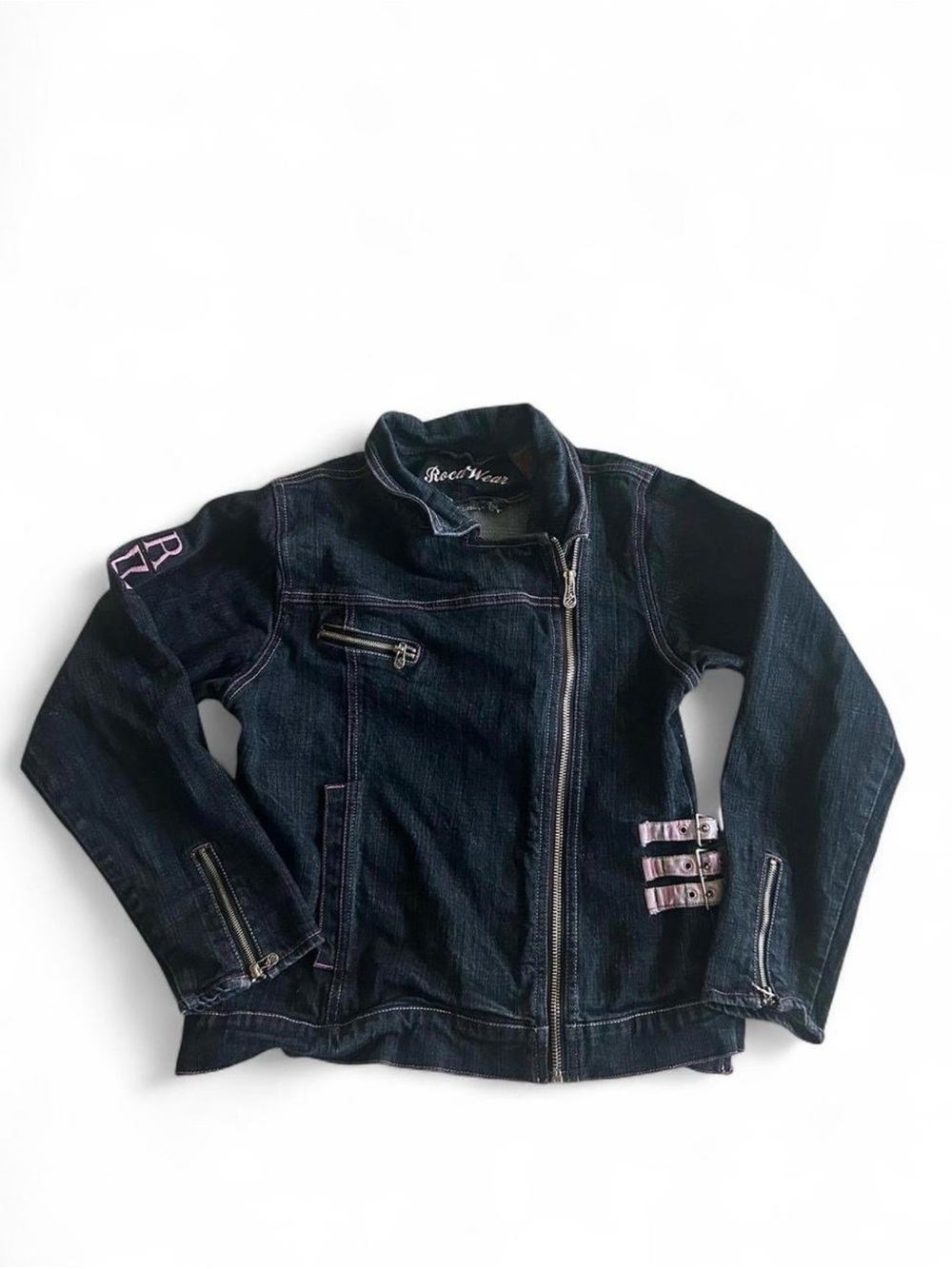 Rocawear Dark Wash Blue Moto Jacket